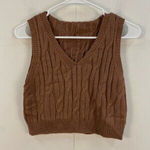 Brown Sweater Vest Tank Top